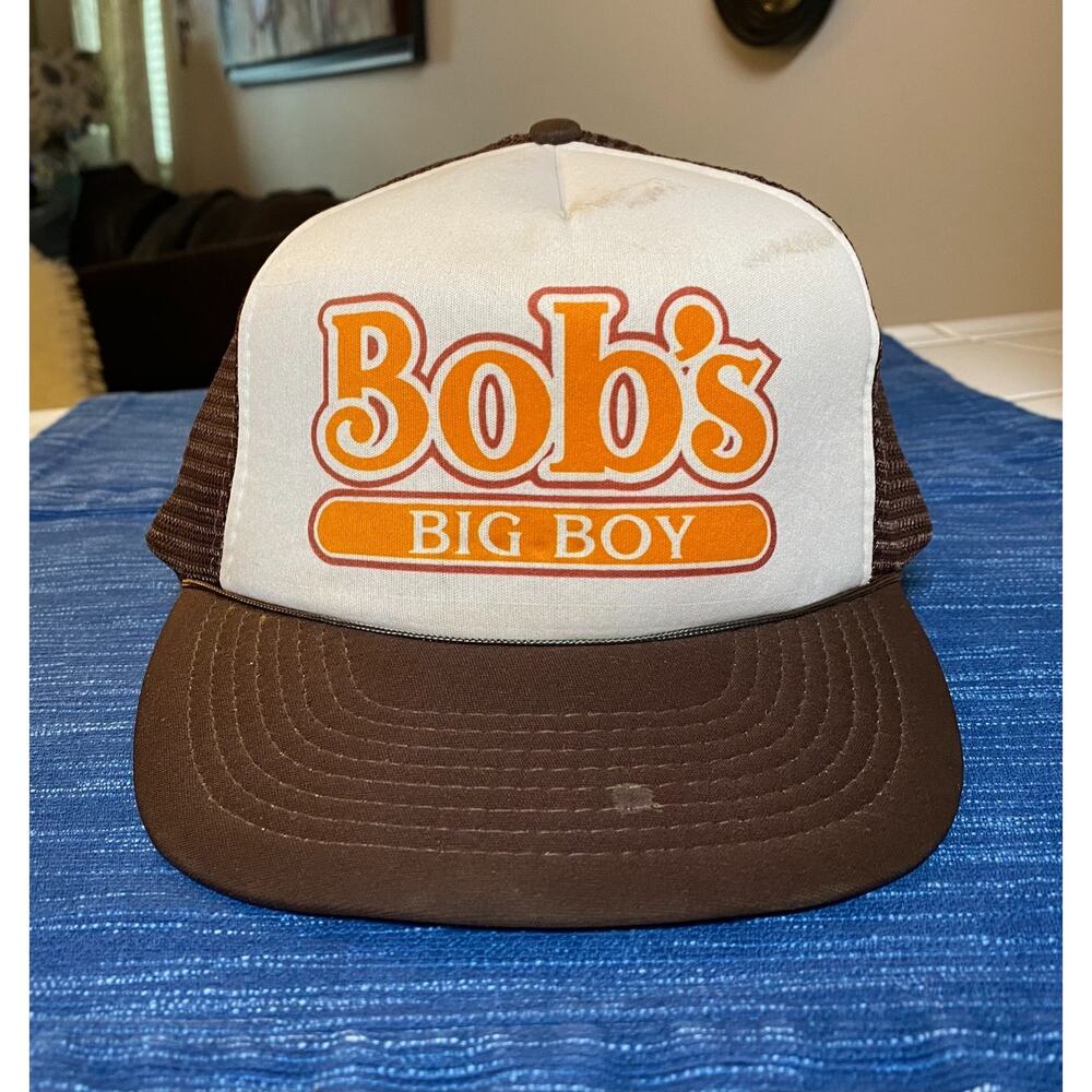 Vintage Bob’s Big Boy Employee Strapback Hat Cap Used Brown Mesh 66B